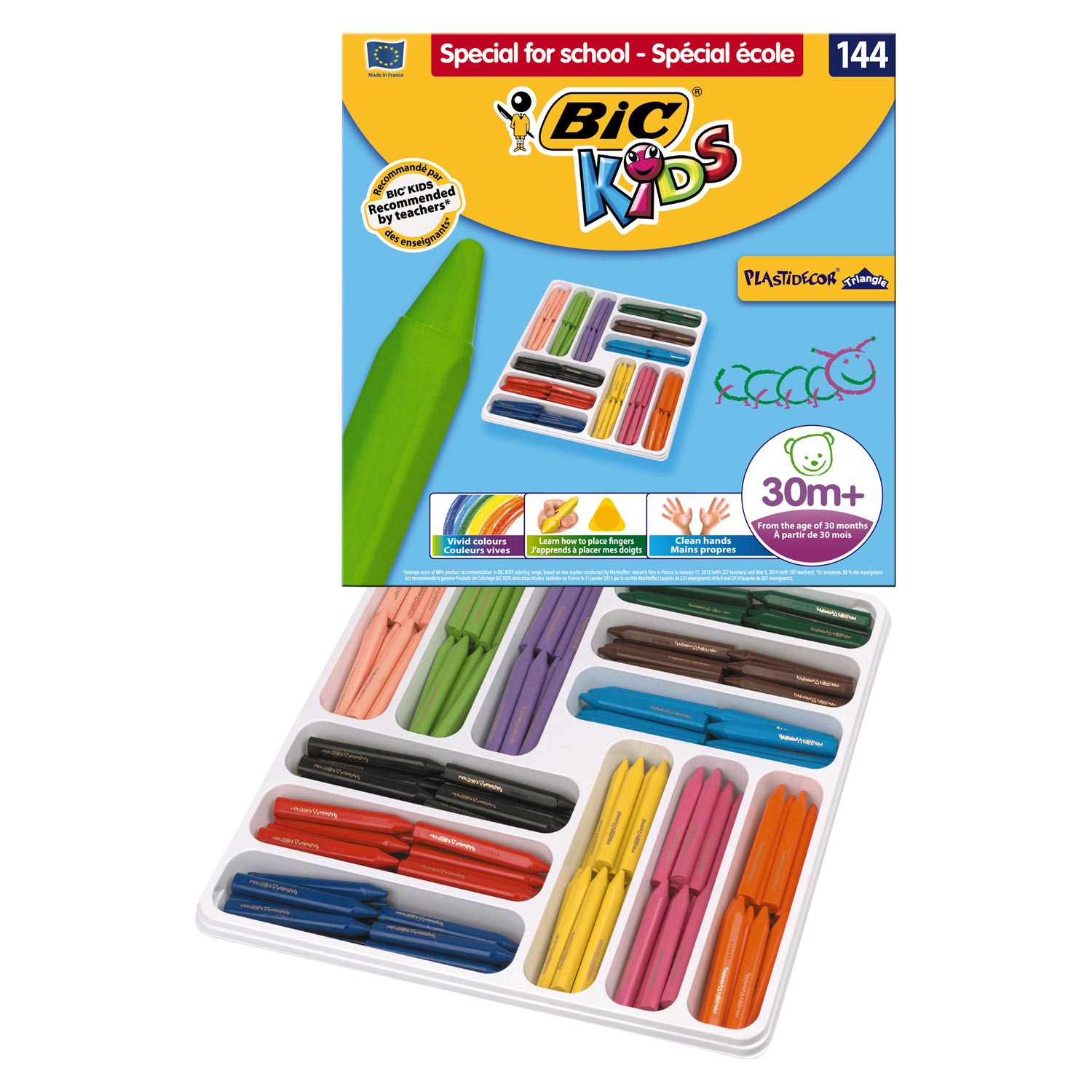 Bic kids plastidecor driehoek kleurkrijt, 144st.