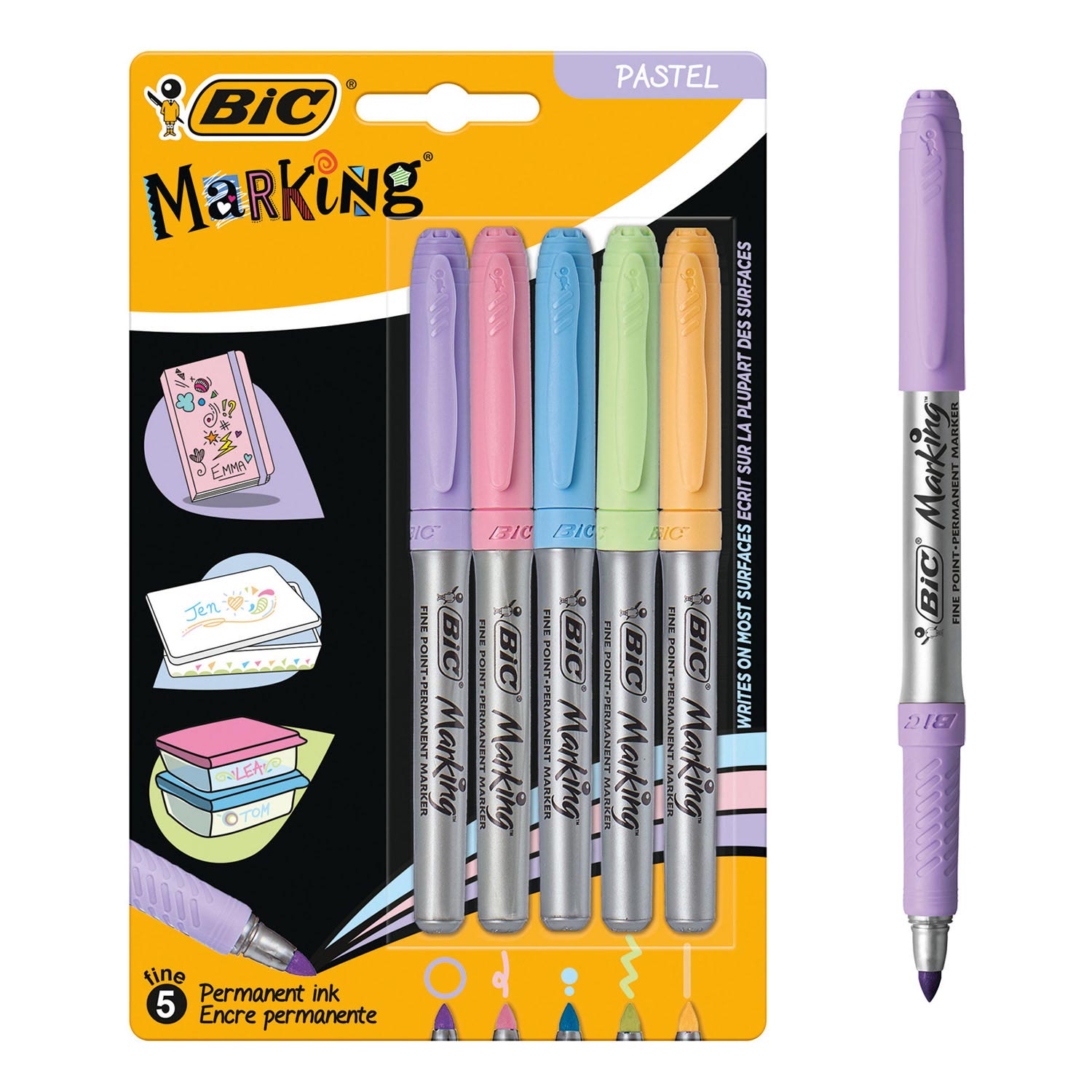 Bic intensiteit viltstiften permanente pastel, 5st.