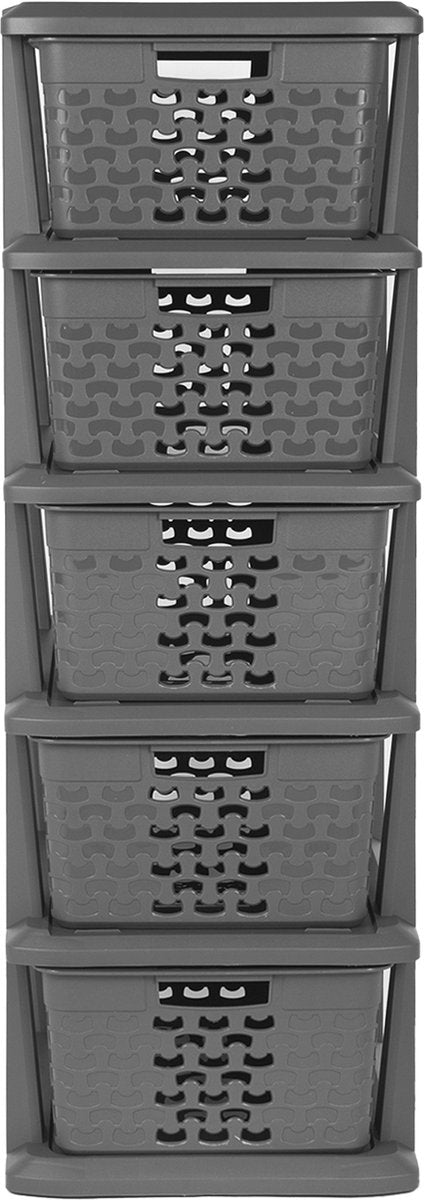Branq - ladesysteem - kast met 5 manden - 24 x 29,5 x 80 cm - donkergrijs