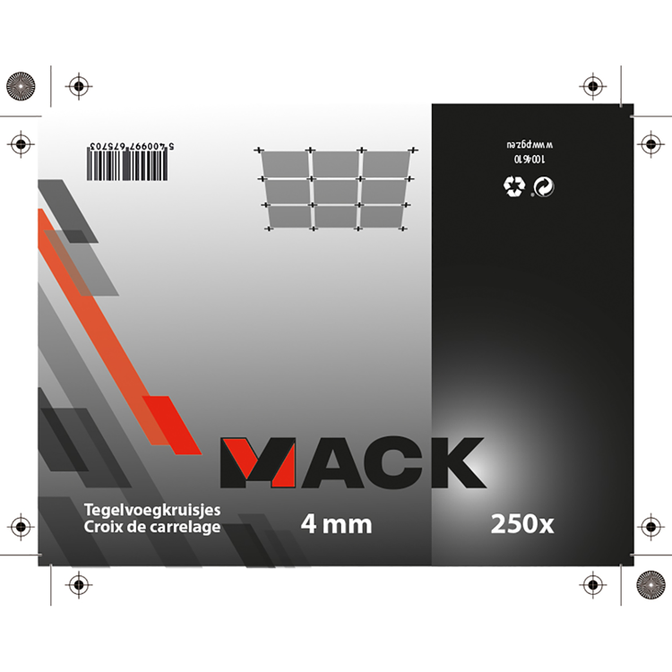Mack 1004610 - tegelvoegkruisjes 4mm 250st | 10 stuks