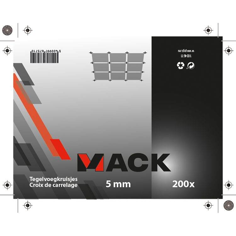 Mack 1004611 - tegelvoegkruisjes 5mm 200st | 10 stuks