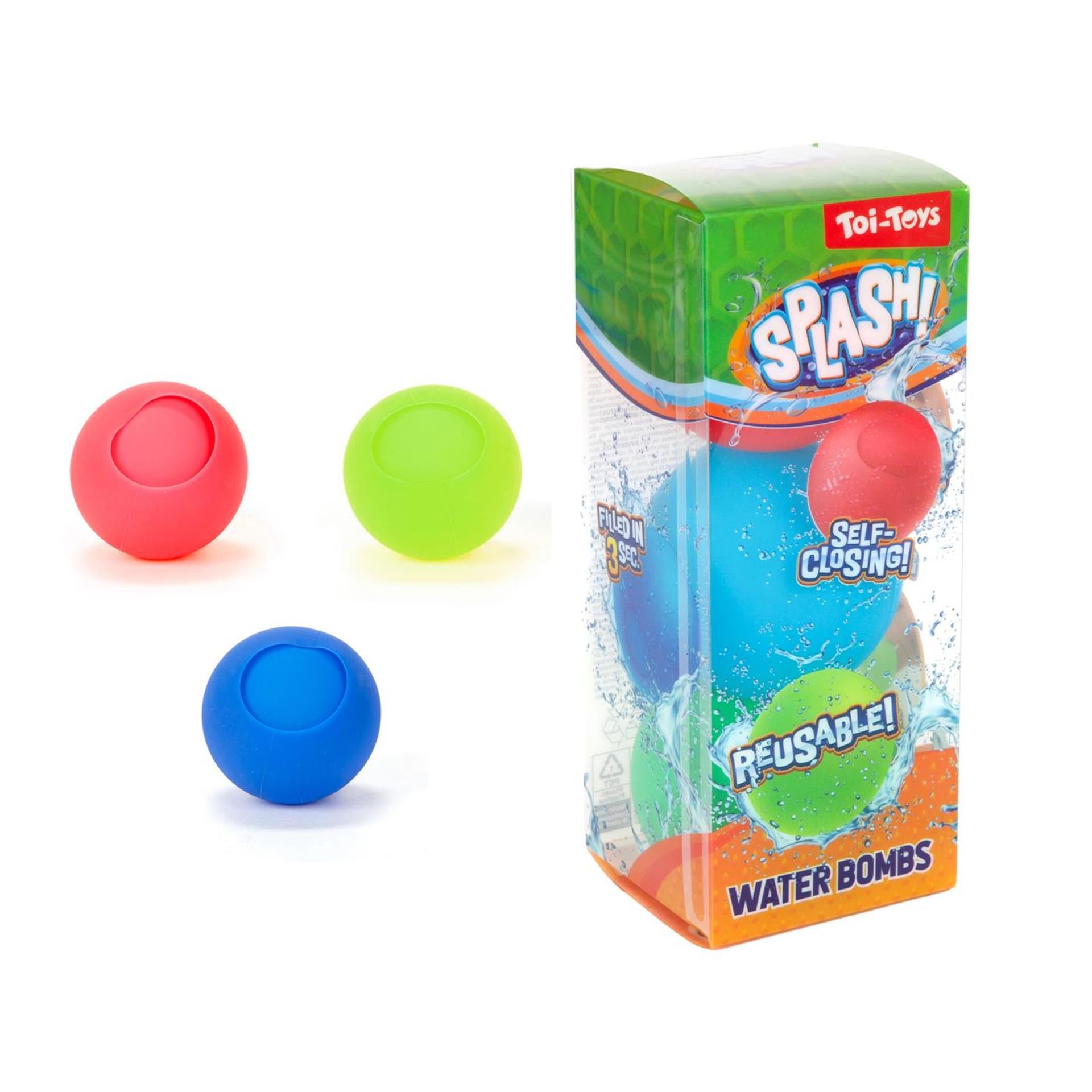 Toi-toys toi toys splash waterballon herbruikbaar en zelfsluitend pak a 3