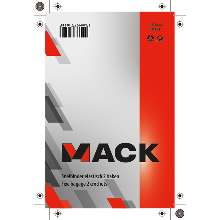 Mack 1006828 - snelbinder elastisch 2 haken rood | 5 stuks