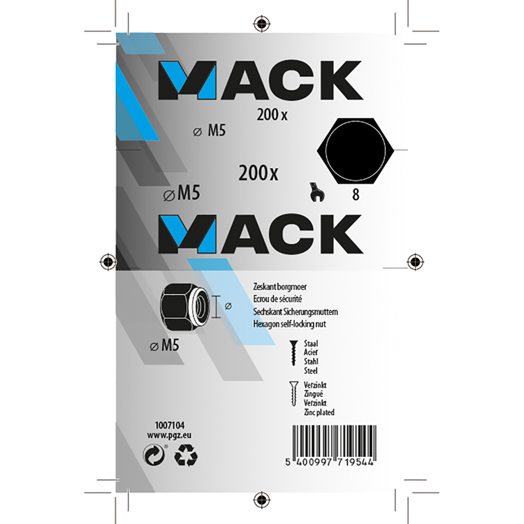 Mack 1007104 - borgmoeren 200 st m5 | 5 stuks