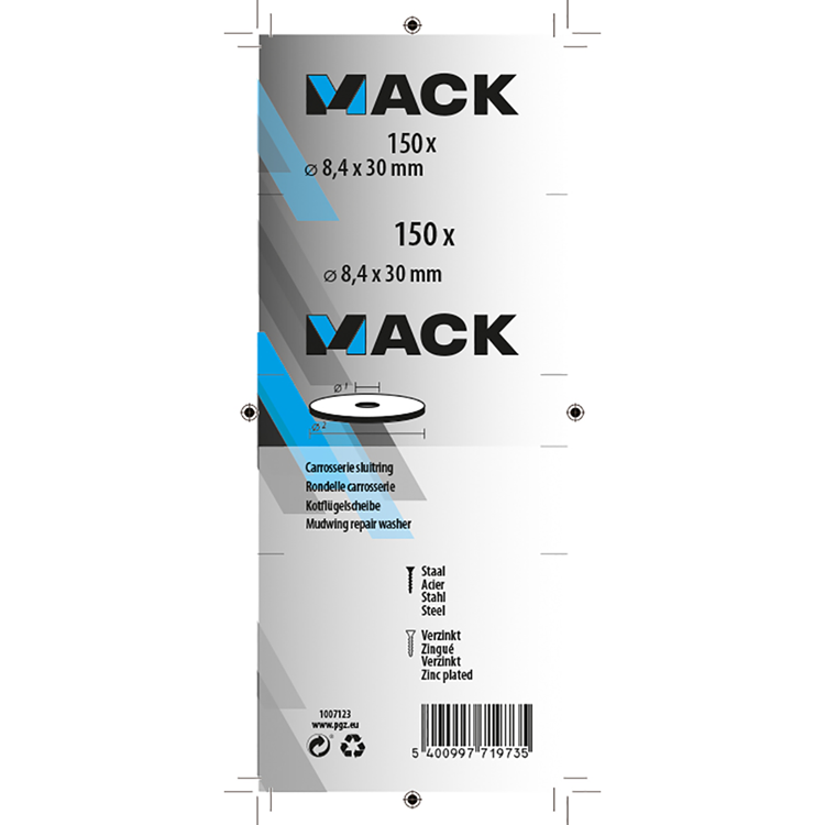Mack 1007123 - carrosserieringen 150 st 8,4 x 30 mm | 5 stuks