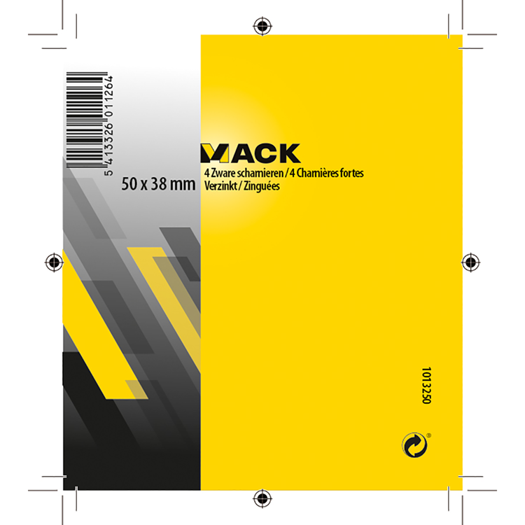 Mack 1013250 - 4 zware scharnieren verzinkt h 50 x b 38 mm | 5 stuks