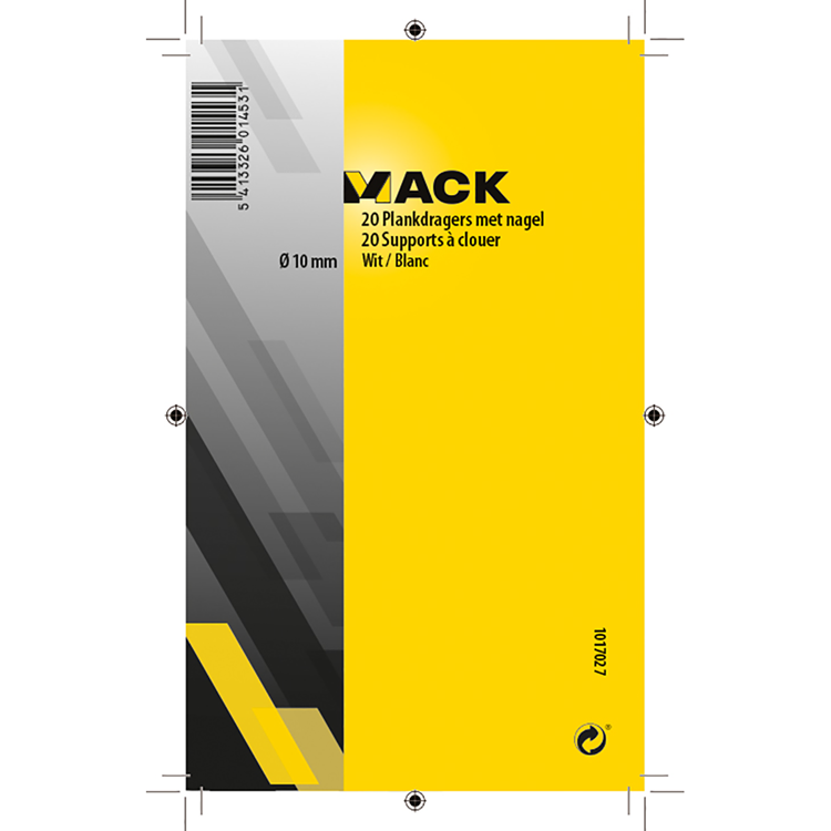Mack 1017027 - 20 plankdragers met nagel wit | 5 stuks