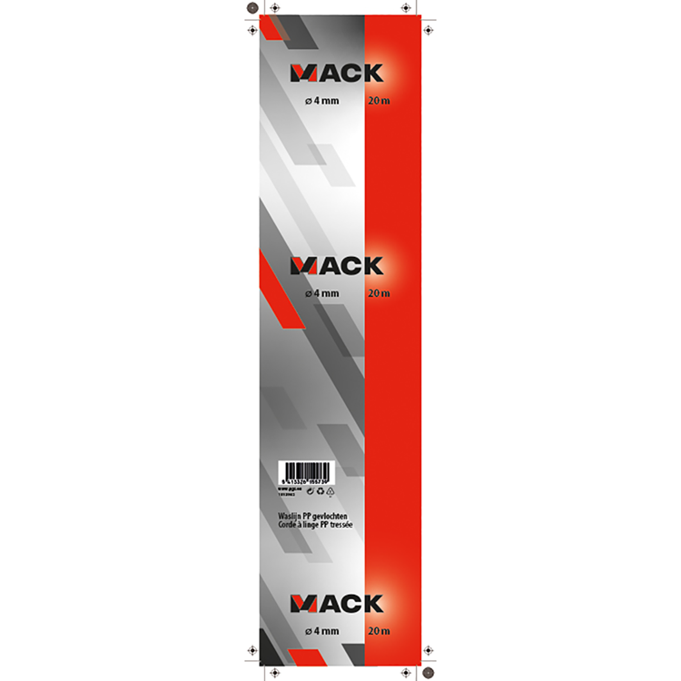 Mack 1013962 - multilon touw wit haspel 4mm 20m | 5 stuks