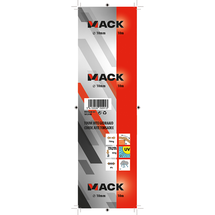 Mack 1013968 - jutetouw gedraaid streng 10mm 10m | 5 stuks