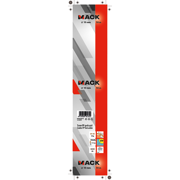 Mack 1014010 - pp gedraaid oranje streng 10mm 10m | 5 stuks
