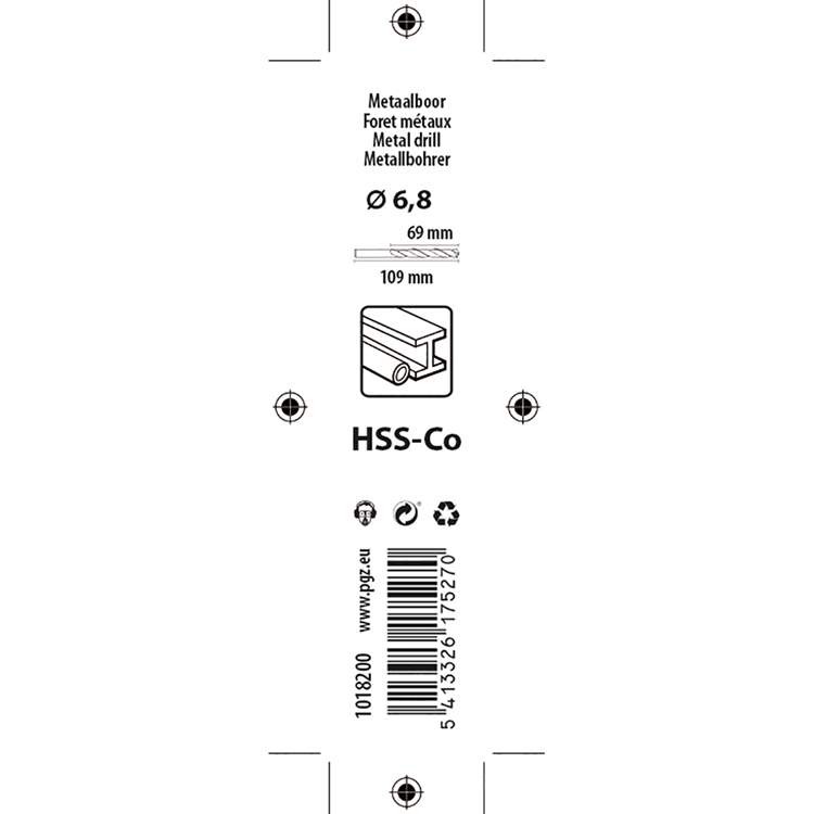 Mack 1018200 - metaalboor hss co5% din 338 ø 6,8 x 109 mm | 5 stuks