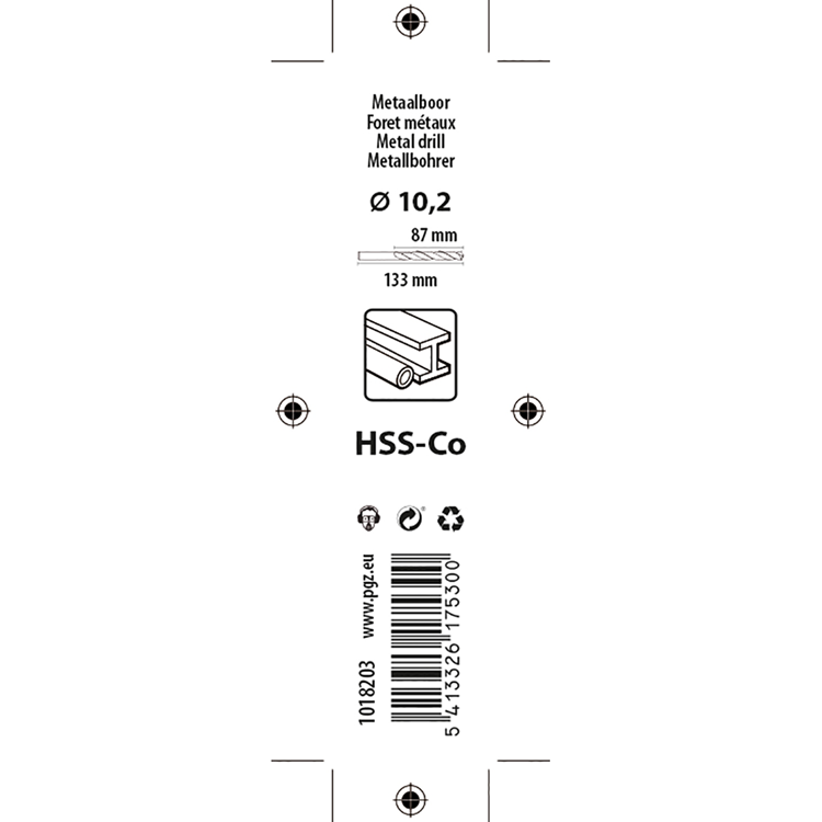 Mack 1018203 - metaalboor hss co5% din 338 ø 10,2 x 133 mm | 5 stuks