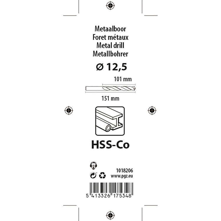 Mack 1018206 - metaalboor hss co5% din 338 ø 12,5 x 151 mm | 5 stuks