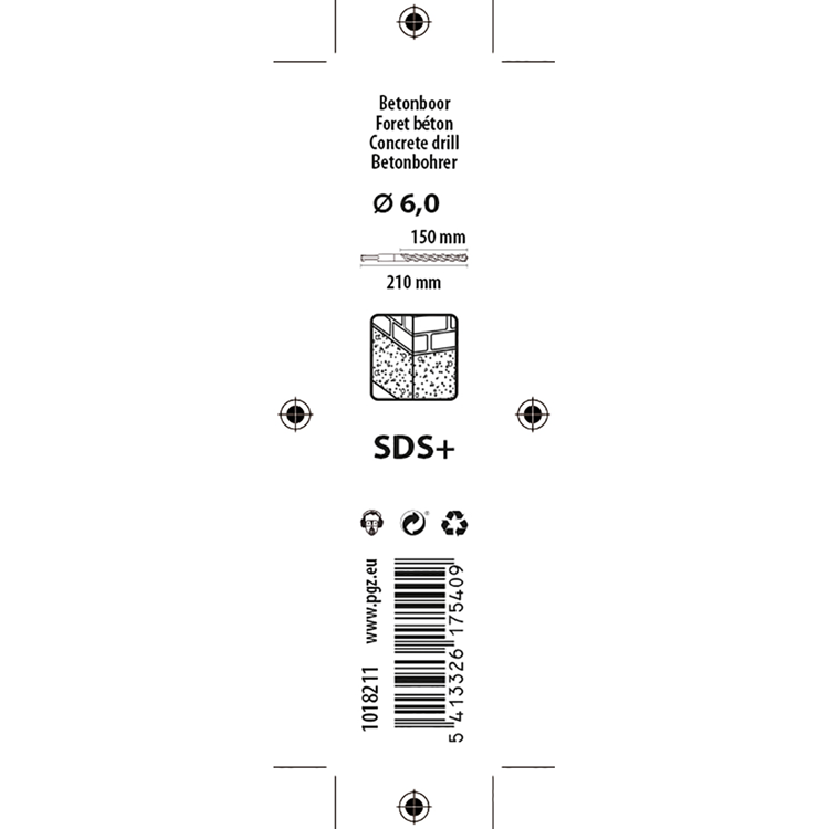 Mack 1018211 - hamerboor sds + ø 6,0 x 210 mm | 5 stuks