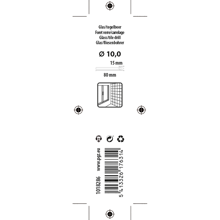 Mack 1018286 - glas- tegelboor ø 10,0 x 80 mm | 5 stuks