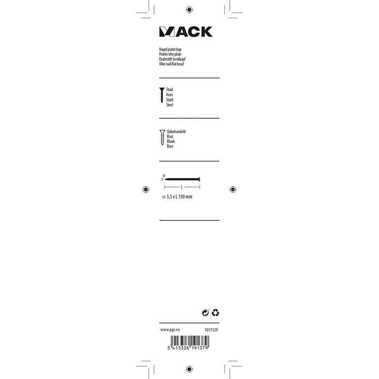 Mack 1017129 - nagel platte kop 180 gr 5,5 x 150 mm | 5 stuks