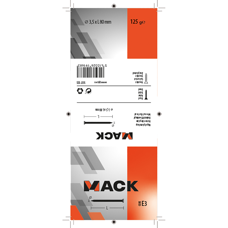 Mack 1017155 - nagel platte kop staal verzinkt 125 gr 3,5 x 80 mm | 5 stuks
