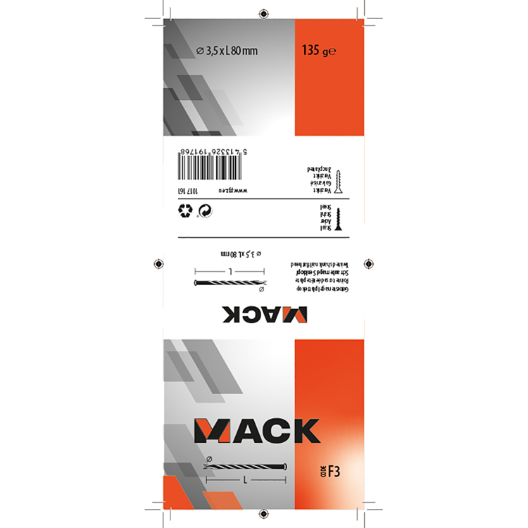 Mack 1017161 - getorste nagel pk verzinkt 135gr 3,5 x 80 mm | 5 stuks