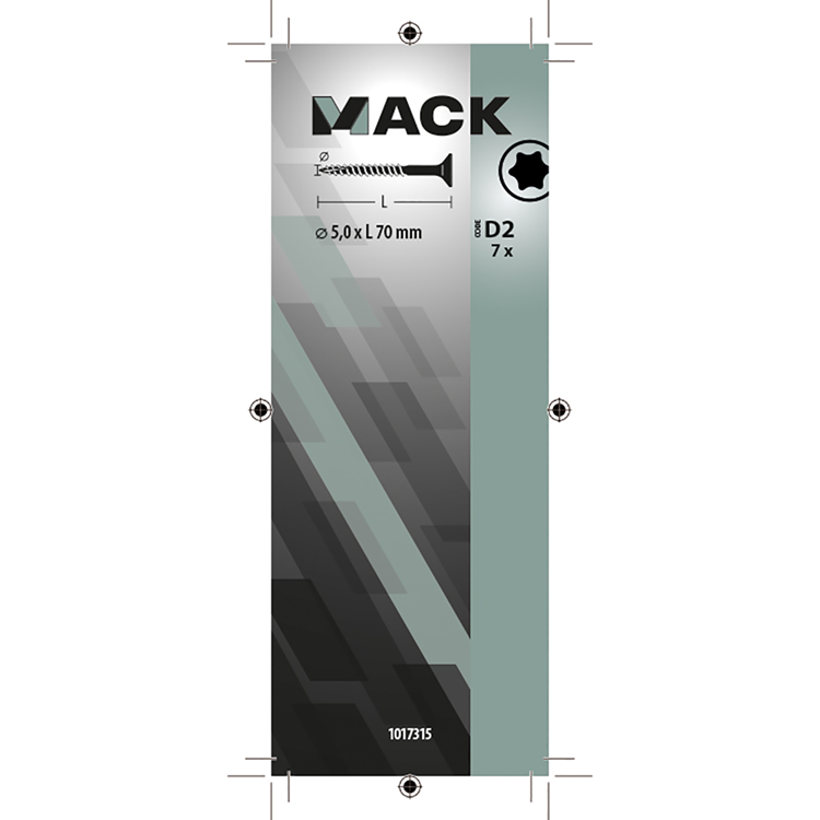 Mack 1017315 - spaanplschr.vzkop-zelfb. geelverz. 7 st 5,0 x 70 mm | 10 stuks
