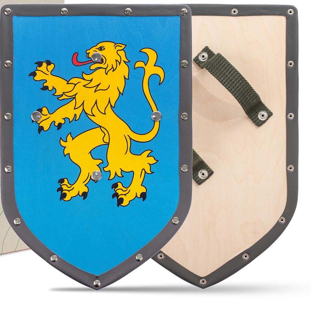 Woodsy houten schild leeuw blauw. 26x39