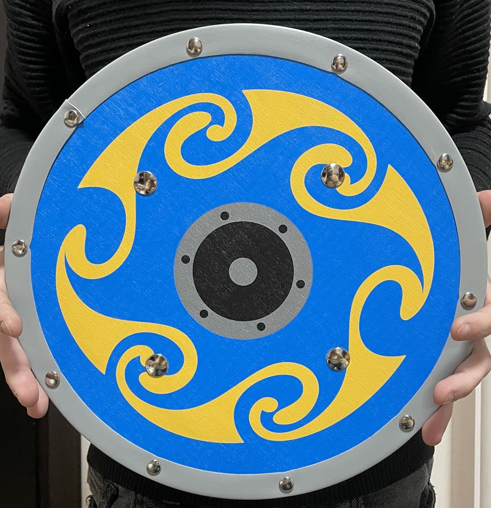 Woodsy houten schild, rond. 31 cm.