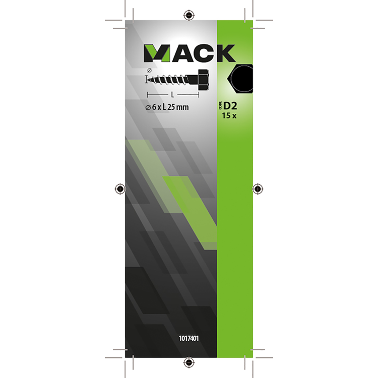 Mack 1017401 - houtdraadbout staal verzinkt 15 st 6 x 25 mm | 10 stuks