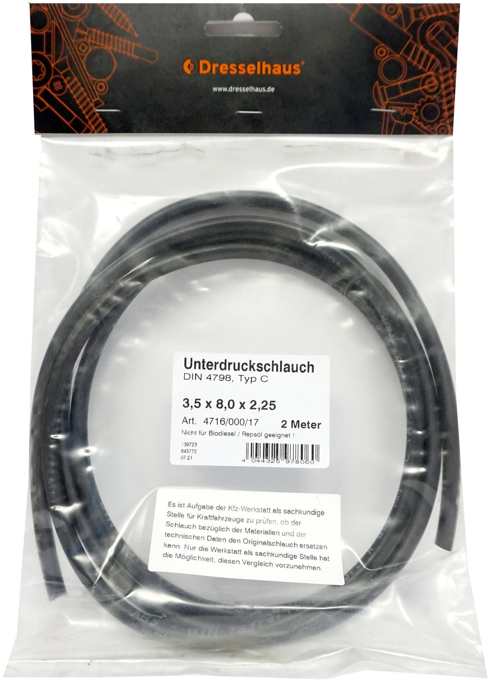 Dresselhaus onderdrukslang 4716 fuel hoses 3.5x8x2.25 2m