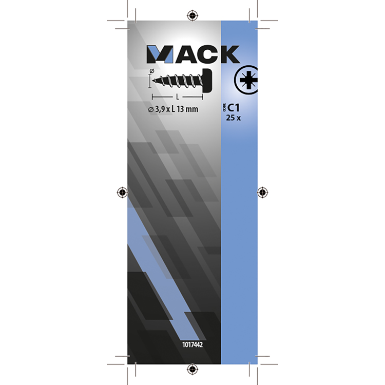 Mack 1017442 - zelftappende schroef cyl kop verz. 25st 3,9 x 13 mm | 10 stuks