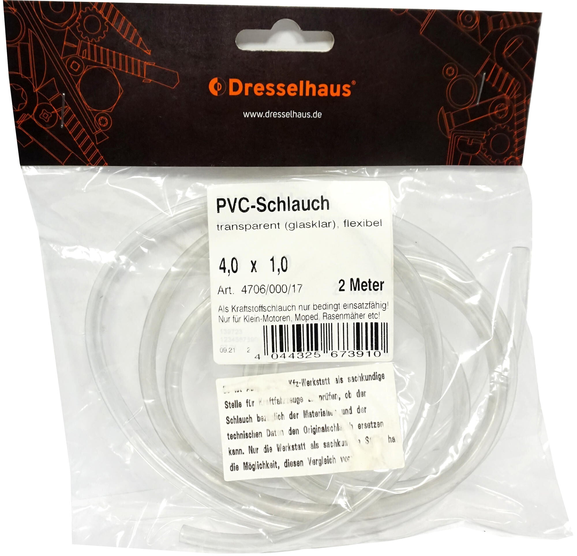 Dresselhaus brandstofslang 4706 fuel hose 8.0x1.5 dresselh. 4706 - pvc, 2m