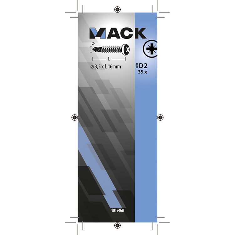 Mack 1017468 - zelfborende schroef cyl. kop verz. 35st 3,5 x 16 mm | 10 stuks