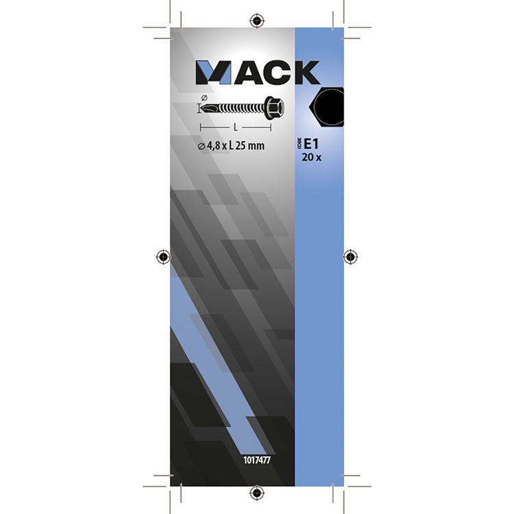 Mack 1017477 - zelfborende schroef zesk.kop verz. 20st 4,8 x 25 mm | 10 stuks