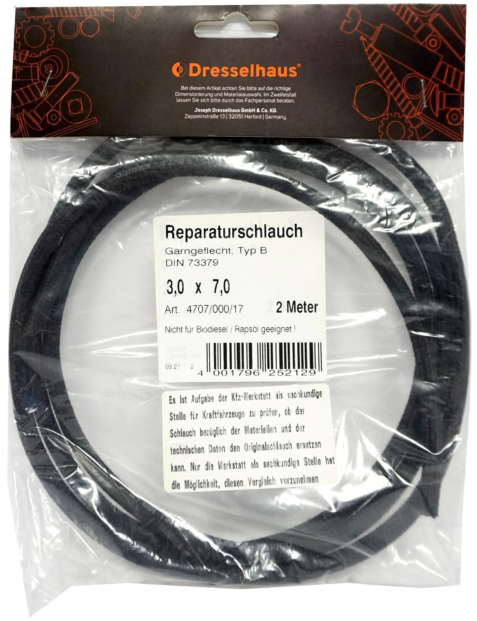 Dresselhaus brandstofslang 4707 fuel hose 3,2x7,0 dresselh. 4707 2m