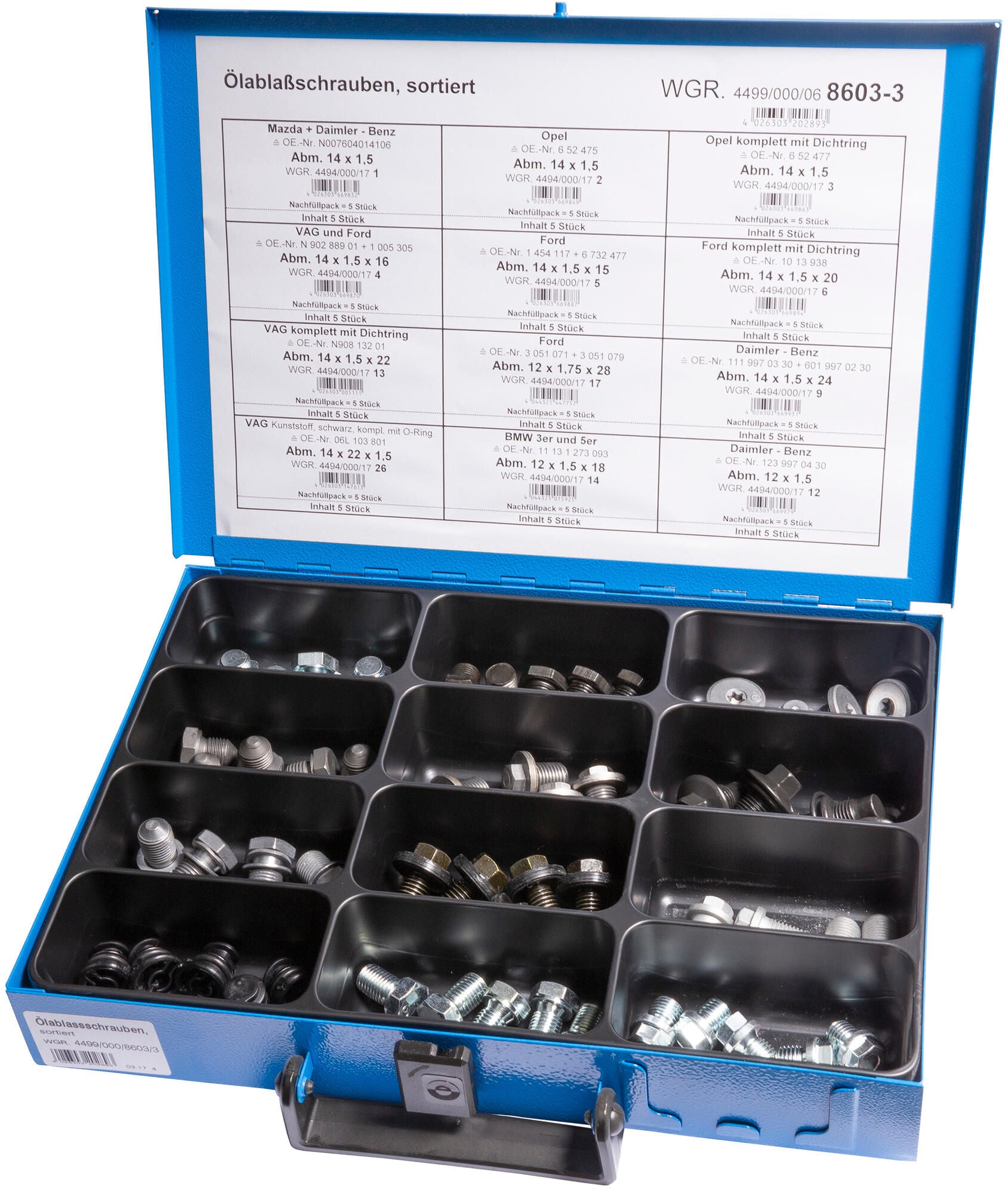 Dresselhaus olieaftapplug assortiment sort.oil drain plugs assortment