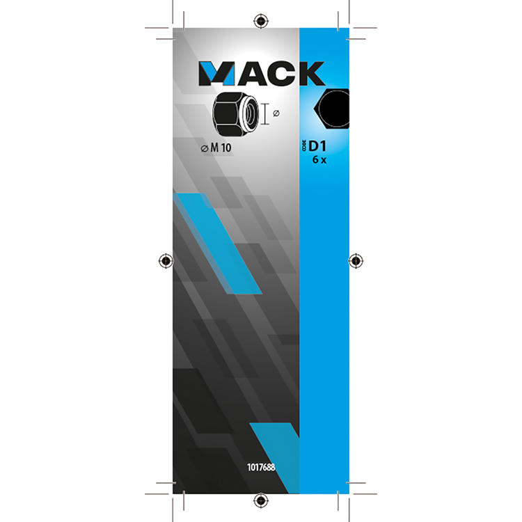 Mack 1017688 - zeskant borgmoer staal verzinkt 6 st m10 | 10 stuks