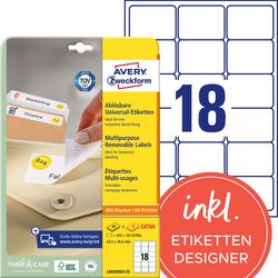 Herkleefbare etiketten avery stick lift wit