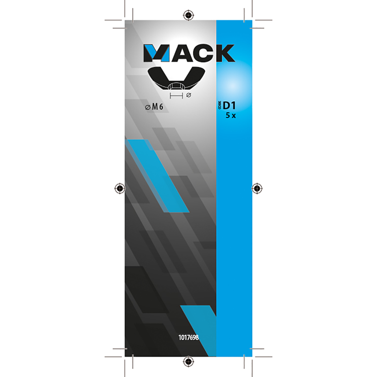 Mack 1017698 - vleugelmoer staal verzinkt 5 st m6 | 10 stuks