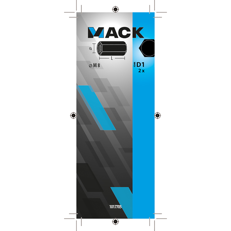 Mack 1017705 - zeskant verbindingsmoer verzinkt 2 st m8 | 10 stuks