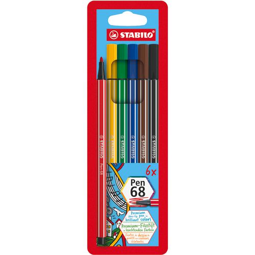 Stabilo viltstift premium pen 68 1 mm verschillende kleuren 6 stuks