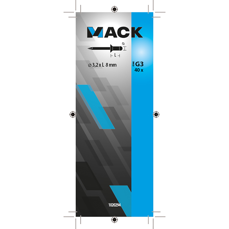 Mack 1020294 - 40 blindnieten alu 3,2x8mm | 10 stuks