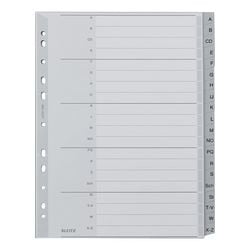 Alfabetische tabbladen leitz 1260 grijs pp (polypropeen)