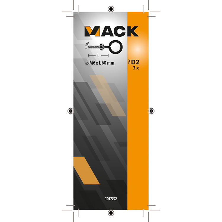 Mack 1017792 - schroefoog metrisch + moer verzinkt 3 st m6 x 60 mm | 10 stuks