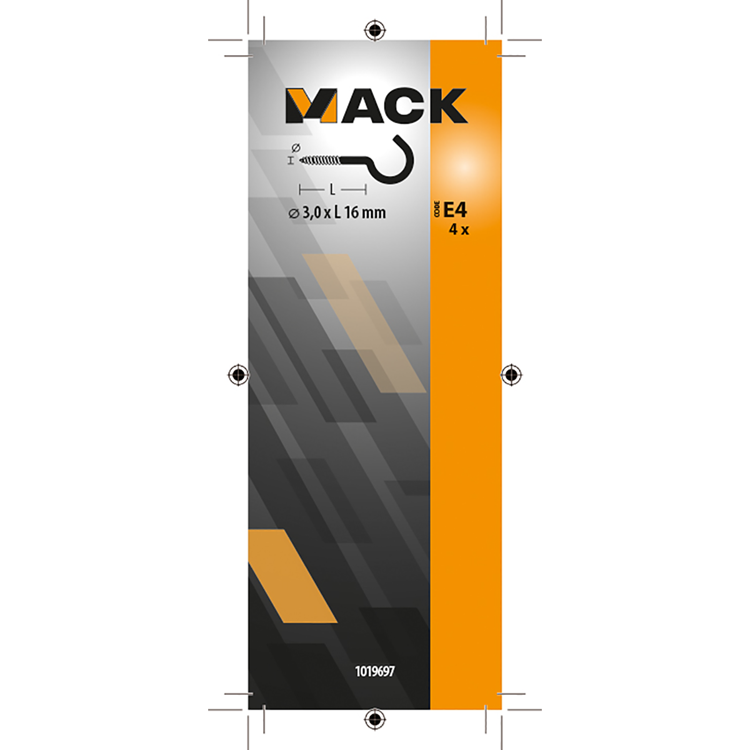Mack 1019697 - schroefhaak messing 4 st 3,0 x 16mm | 10 stuks
