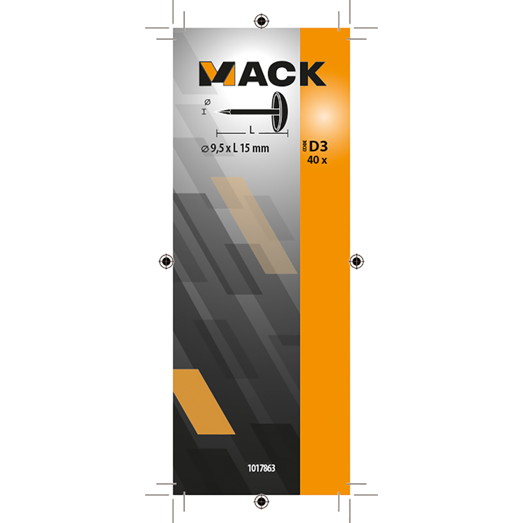 Mack 1017863 - garniernagel staal vernikkeld 40 st 9,5 x 15 mm | 10 stuks