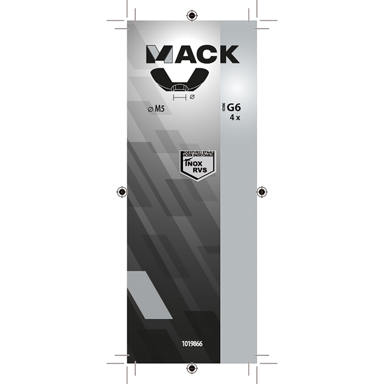 Mack 1019866 - vleugelmoer inox a2 4 st m5 | 10 stuks
