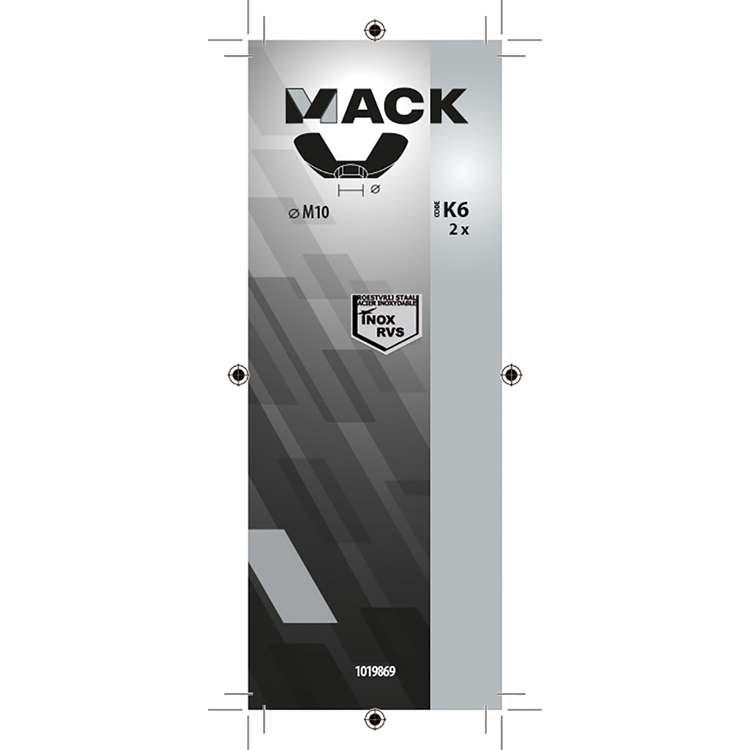 Mack 1019869 - vleugelmoer inox a2 2 st m10 | 10 stuks