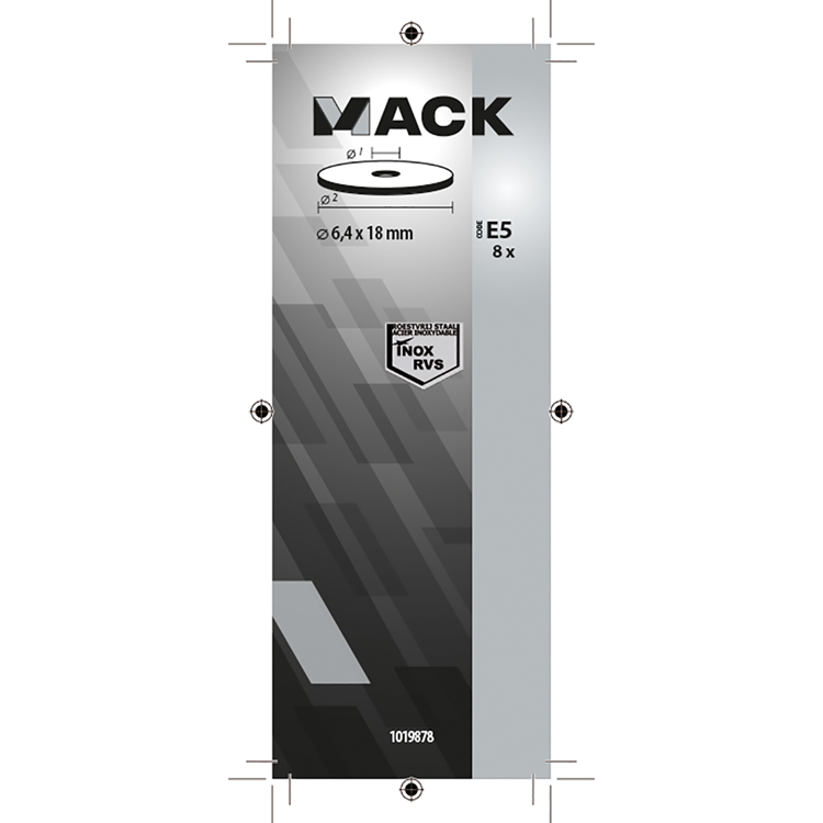 Mack 1019878 - carrosserie sluitring inox a2 8 st 6,4x18 | 10 stuks