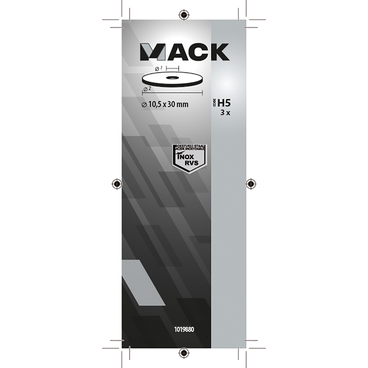 Mack 1019880 - carrosserie sluitring inox a2 3 st 10,5x30 | 10 stuks