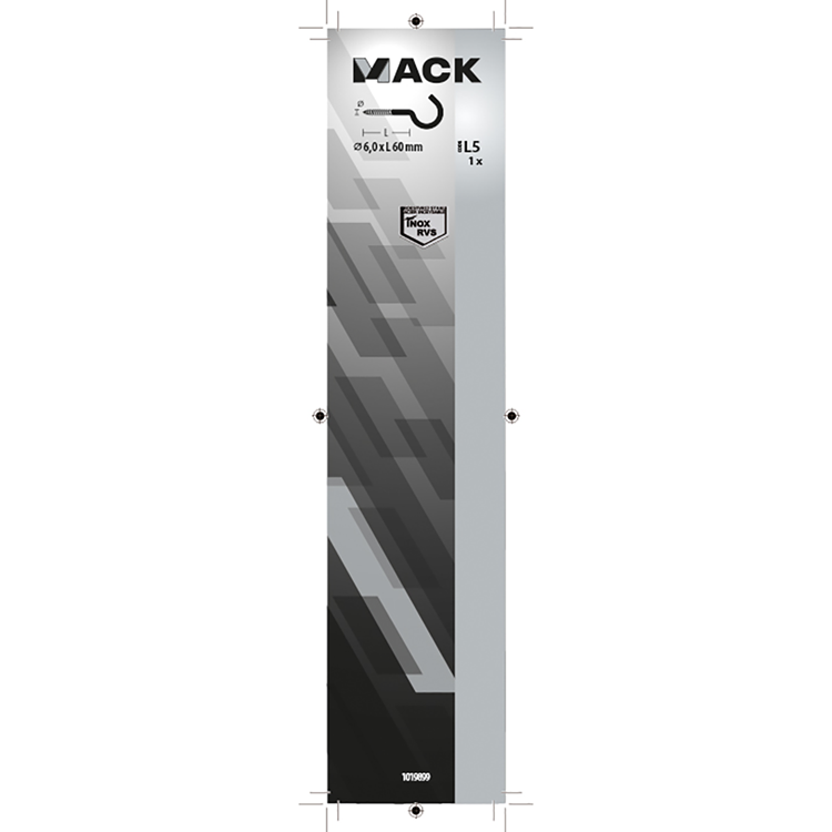 Mack 1019899 - schroefhaak roestvrijstaal 1 st 6,0x60 mm | 5 stuks