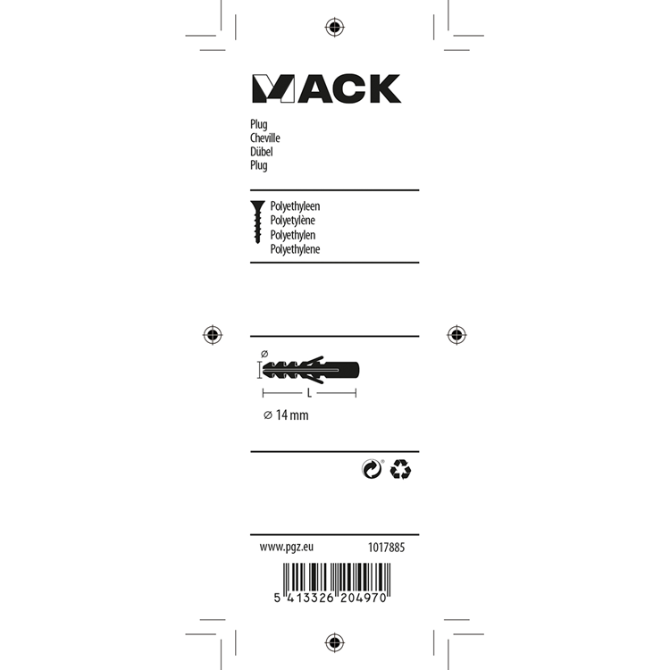 Mack 1017885 - plug polyethyleen 4 st 14 mm | 5 stuks