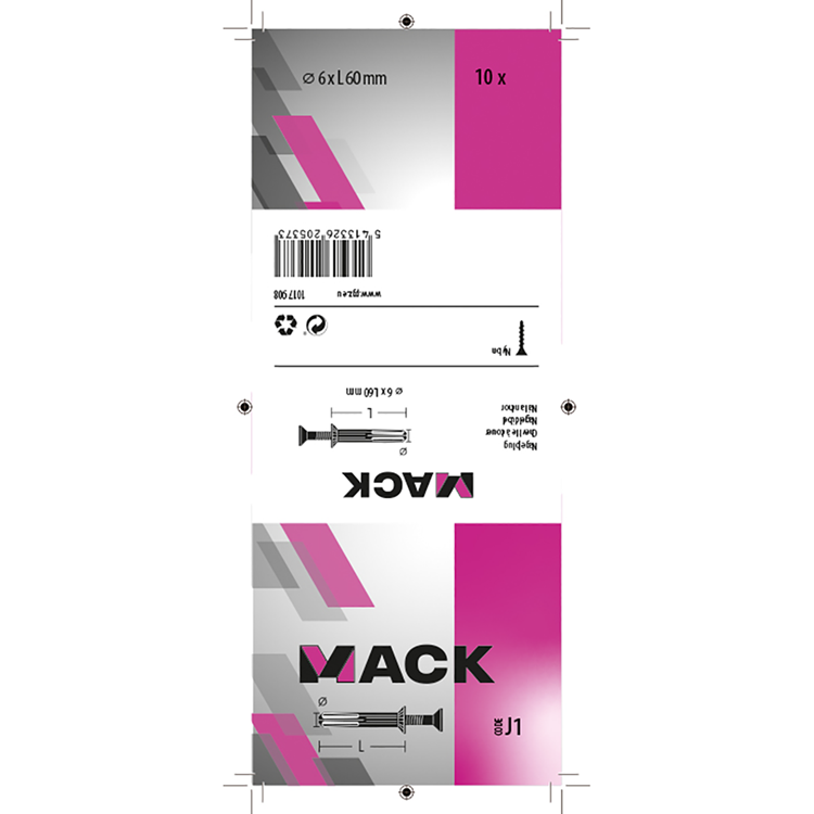 Mack 1017908 - nylon nagelplug polyamide 10 st 6 x 60 mm | 5 stuks